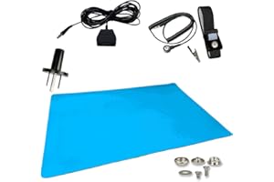 Static Care ESD Compliant Mat Workstation Kit - 16"x24"x.060", Wrist Strap Set, Ground Cord, Universal Snap Kit, Easy to Use Outlet Adapter,Computer/Cellphone Repair Kit, Soldering Mat - NASA Blue