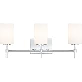 Quoizel Rossfield 24" 3-Light Vanity Light, Chrome with White Etched Glass, Dimmable LED Compatible