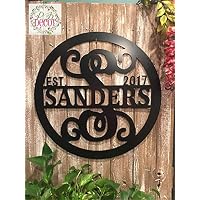 Personalized Last Name Sign Weatherproof 24 inch ACM Metal Monogram Letter Wall Decor Family Established Signs Custom Door Hanger Monogram Outdoor Patio Sign Wedding Gift Anniversary