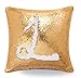 Livedeal Reversible Sequins Mermaid Pillow Cases 40 * 40cm Gold and White