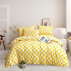 Luxlovery Yellow Checker Comforter Set King Yellow