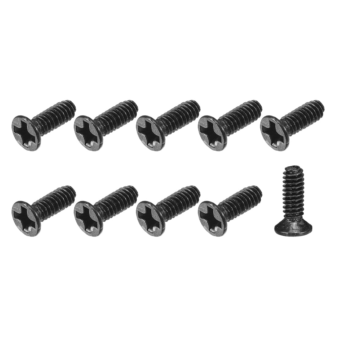 METALLIXITY Flat Head Machine Screws (M2 x 6mm) 500pcs, Carbon Steel Phillips Screws -for Home Office Appliance Equipment 3C Equipment Products，Black
