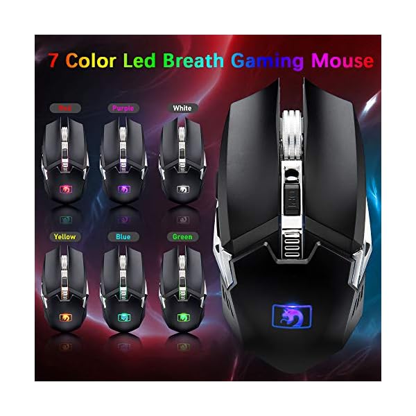 Wireless-Gaming-Keyboard-and-Mouse-Set-24G-Rechargeable-3800mAh-Large-Capacity-Rainbow-LED-Backlit-Mechanical-Feel-Gaming-Keyboard-with-Smart-Sleep2400DPI-7-Colors-Breathing-Backlit-Mouse-Black Wireless Gaming Keyboard and Mouse Set, 2.4G Rechargeable 3800mAh Large Capacity, Rainbow LED Backlit Mechanical Feel…