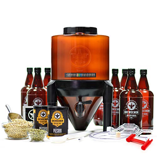 BrewDemon Craft Beer Brewing Kit Signature Pro with Bottles Conical