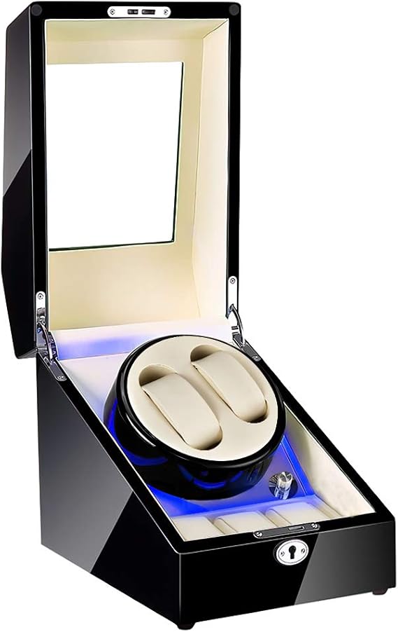 Amazon ワインディングマシーン ウォッチワインダー 腕時計自動巻き器 2本巻き上げ 3本収納 ピアノ鏡面仕上 静音設計 ライト搭載 豊な回転モード調整可能 ブラック ホワイト内装 ワインディングマシーン 腕時計 通販