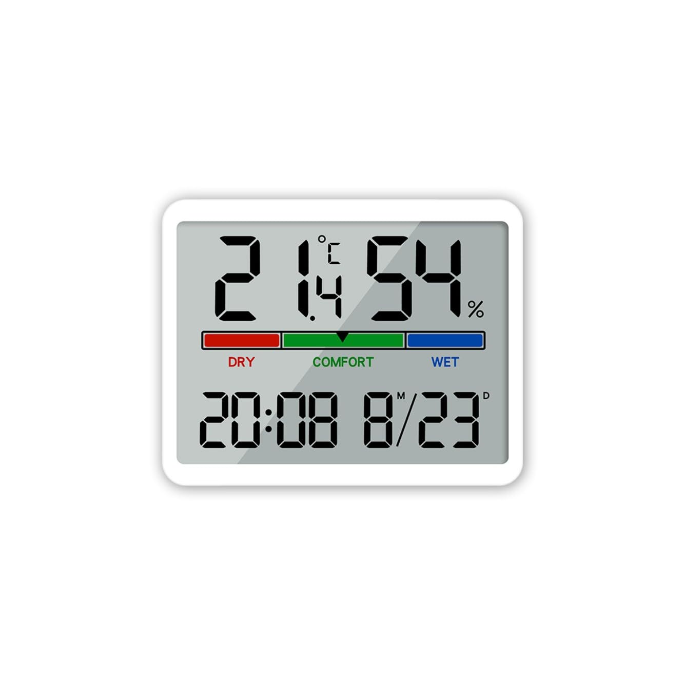 JZK Small Digital Room Thermometer Hygrometer with Clock and Large Display, Simple Indoor Temperature Humidity Meter Sensor Air Monitor