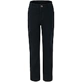 Bienzoe Girls School Uniform Pants: Adjustable Waist Cotton Stretch Slim Flat Front Big Kids Slacks