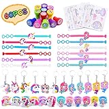 LEEHUR Unicorn Mermaid Birthday Party Favors Supplies for Kid 60pcs Bracelet Ring Keychain Tattoo Stamper Girl Boy Reward Prizes Souvenirs Carnival Event Goodies Bag Filler Christmas Stocking Stuffers
