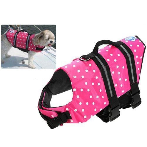 Assorted Color Choice Pet Dog Saver Life Vest Coat Flotation Float Life Jacket Aid Buoyancy Medium (Pink)