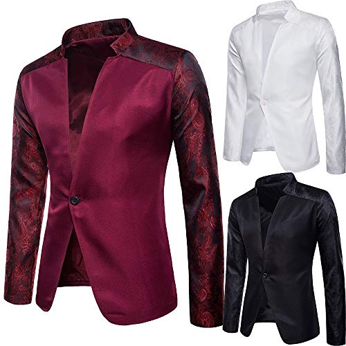 Fashion Charm Casual One Button Fit Suit Blazer Coat Jacket Top Men Red