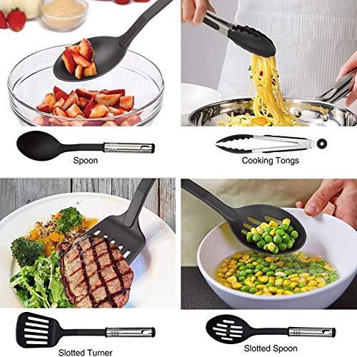 Kitchen Utensil Set 24 Nylon Cooking Utensils with Stainless Steel