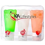Travel Bottle Set Of 3 By KJA | 3 oz Squeezable Leak Proof Silicone Bottles BPA Free TSA Approved FDA Certified Refillable Containers For Shampoo, Lotion, Conditioner & More | With Clear Toiletry Bag
