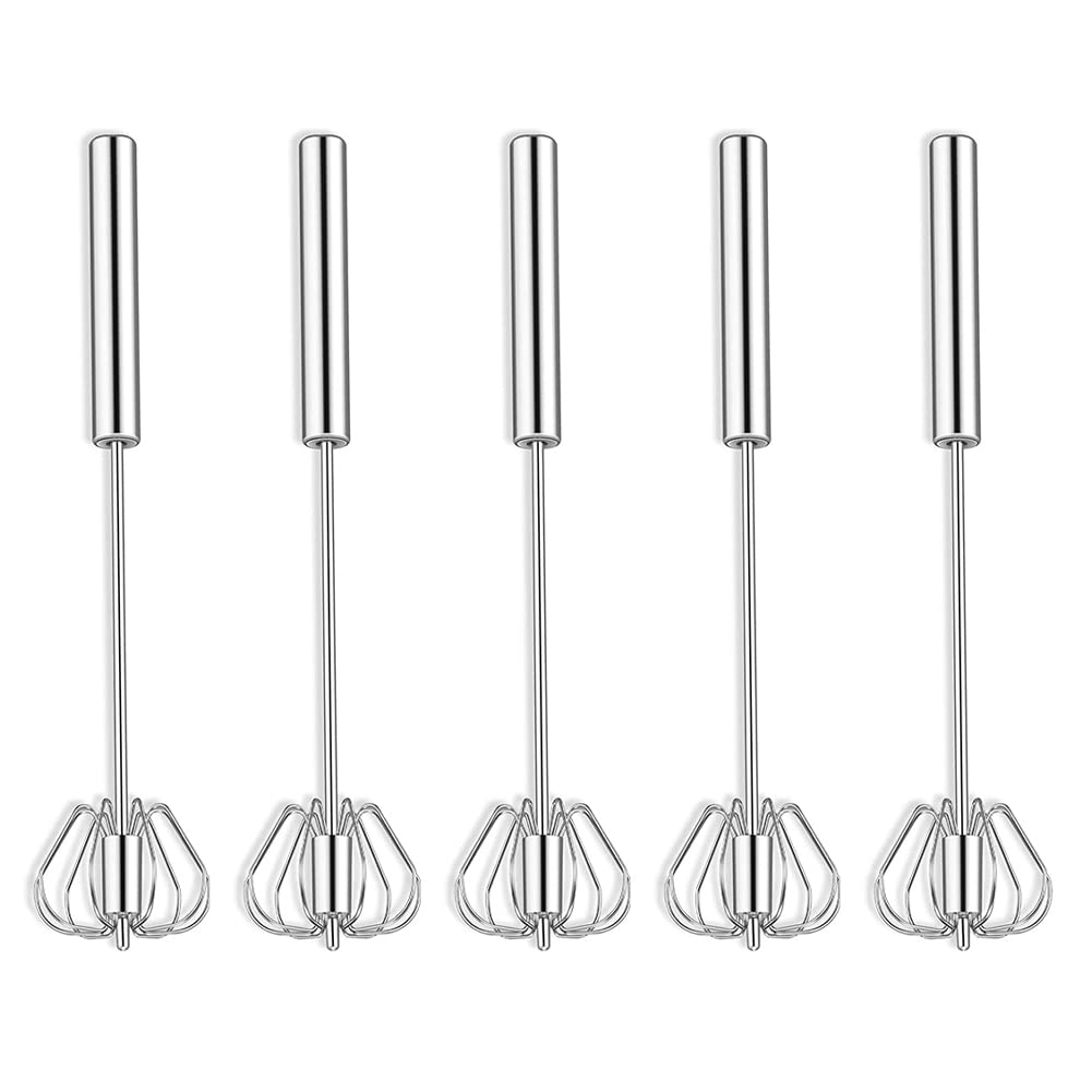Lrtzizy Hand Push Whisk, Semi-Automatic Egg Whisk, Stainless Steel Egg Whisks for Home Blending, Whisking, Beating, Stirring