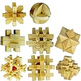 Super More Set of 8 3D Wooden Cube Brain Teaser Puzzle
