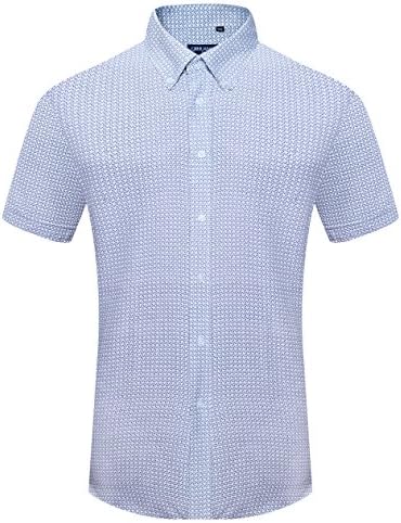 QIHUANG Blue Floral Dots Mens Slim Fit Short Sleeve Cool Summer Casual Shirts (M, Diamond 2)