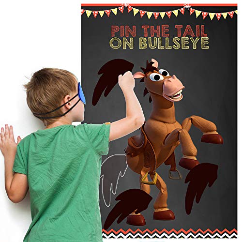 Toy Inspired Story Party Supplies, Pin The Tail On Bullseye Party Game Large Poster 24PCS Reusable Tails Sticker for Kids Boys Birthday Party