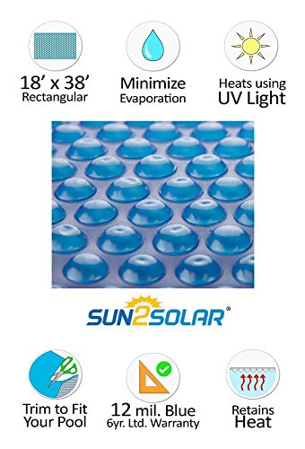 image for Sun2Solar 20-Foot-by-40-Foot Rectangle Blue Solar Cover and Easy Gear 