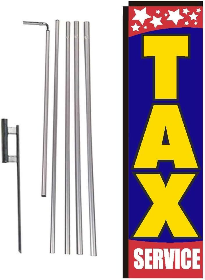 Amazon Com Tax Service Rectangle Feather Banner Flag With Pole