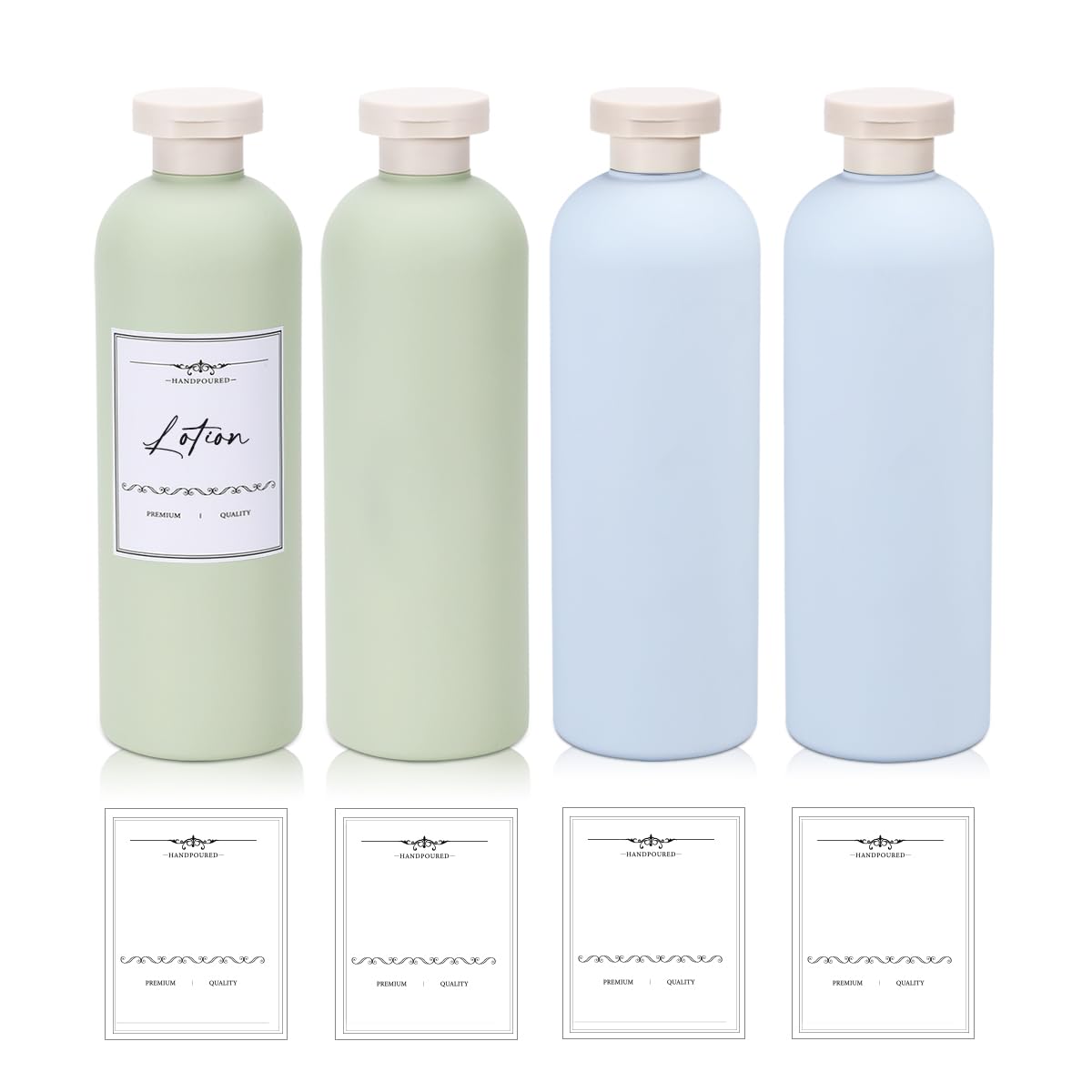 Photo 1 of UMETASS 13.5 oz Plastic Travel Shampoo Bottles, Refillable Flip Cap Squeeze Bottles for Toiletries, Large Leakage-proof Travel Shampoo and Conditioner Container (Blue and Green)