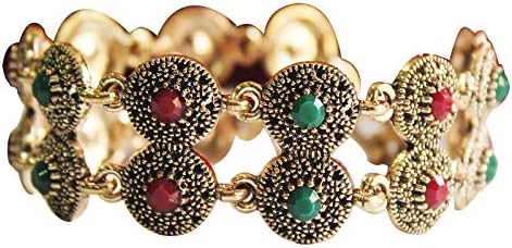Multicolor Oxidised Gold Stone Studded Bracelet for Women