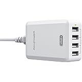 RAVPower USB Ladeger&auml;t 4-Port 40W 5V / 8A Ladeadapter Charger f&uuml;r iPhone 6S / 6S Plus / 6 / 6 plus / 5S / iPad Air / Mini / iPod / Samsung Galaxy S7 / S7 Edge / S6 / S5 Note / HTC und Android Ger&auml;te (Smartphone, Tablet) wei&szlig;