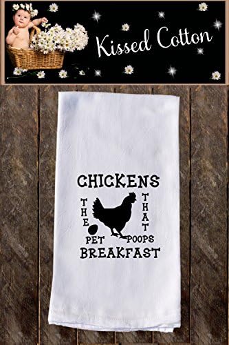 Chickens the Pet That Poops Breakfast Funny Dish Towels, Funny Tea towels, Flour Sack Towel Kitchen Decore, Custom, Tea Towel, Kitchen Dishcloth, Dishtowel Dish Towel KC0036