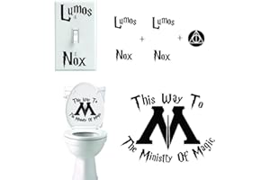 Yoonek Graphics This Way to The Ministry of Magic Toilet seat lumus nox Light Switch Bundle. Pack of 4 Decal Sticker for Toilet Seat, Bathroom. # 0011337 7" x 9"