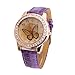Bestpriceam New Butterfly Diamond Watch Gold Dial Leather Band Quartz Wrist Watch Purple