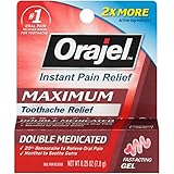 Orajel Maximum Strength Toothache Pain Relief Double Medicated Gel, 0.25 Oz (Pack of 6)