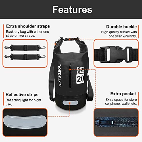 arteesol Waterproof Dry Bag 5L/10L /20L/30L with Phone Case Double