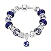 Naivo Designer Inspired Crystal Snake Chain Murano Glass Beads Charm Bracelet - 50 Shades of Love-Sapphire