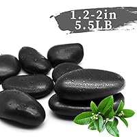 LONGHUI Technology Black Pebbles Decorative Ornamental River Rocks Tumbled and Polished Stones for Landscaping, Home Décor, Crafts, Art Project etc, 1.2-2in, 5.5Ib