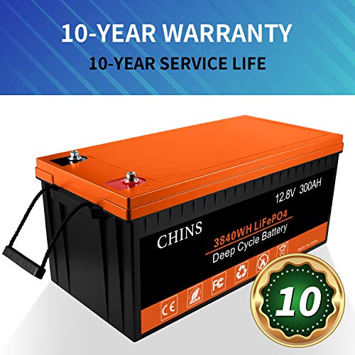 CHINS LiFePO4 Battery 12V 300Ah Lithium Battery - Built-in 200A BMS, 2000~5000 Cycles, Perfect for Replacing Most of Backup Power, Home Energy Storage and Off-Grid etc. - Image 4