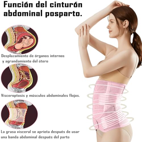 Faja Postparto cesarea,Fajas Postquirurgicas para Mujer,2 Piezas de Cinturón de Apoyo Parto y cinturón pélvico de Puro algodón,Soporte de Espalda,Faja Post Parto y Post Cesarea para Mujer y Maternidad