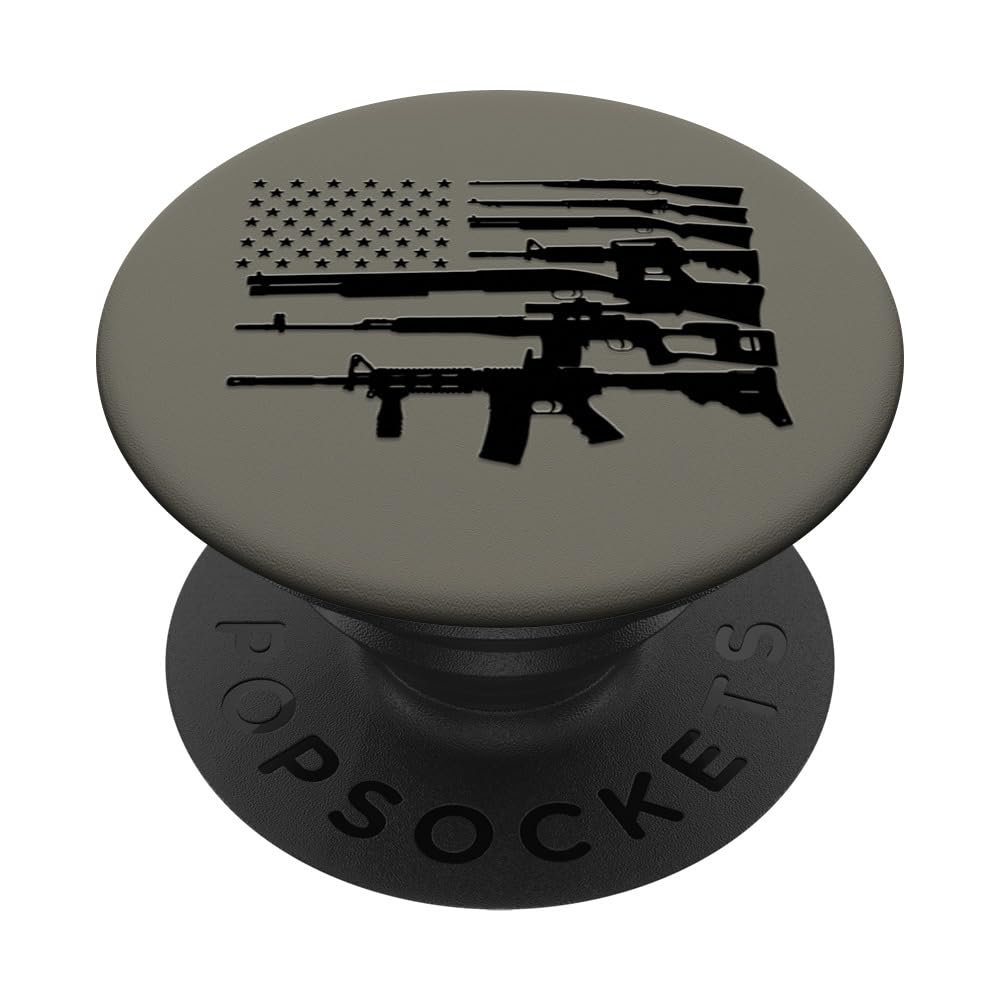 Epic Mens Olive Tactical 2A USA Flag Guns Weapons PopSockets Adhesive PopGrip