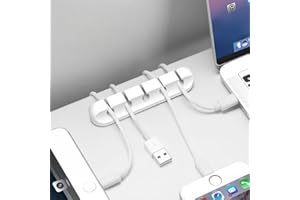 Cable Holder Clips, 5-Slot Wire Organizer Cord Clips, Self-Adhesive Cord Desktop Management Holder for Multiple Charging/Audi