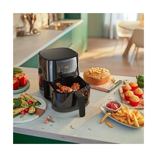Philips-Essential-Air-Fryer-with-Rapid-Air-Technology-08Kg-41L-1400-Watt-Black-HD925291 Philips Essential Air Fryer - 4.1 L, 0.8Kg, 1400 watt, Recipes (NutriU App), 7 cook presets, Rapid Air Technology…