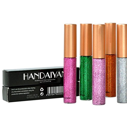Coohole Hot Sexy Metallic Shiny Smoky Eyes Eyeshadow Waterproof Glitter Liquid Eyeliner (A)