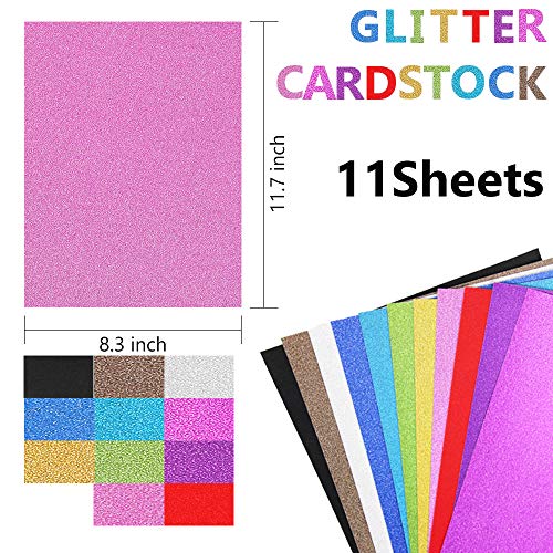 Glitter Cardstock Paper Assorted Colors for Craft Project (11 sheets
