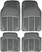 OxGord Universal Fit Front/Rear 4-Piece Full Set Ridged Heavy Duty Rubber Floor Mat - (Gray)