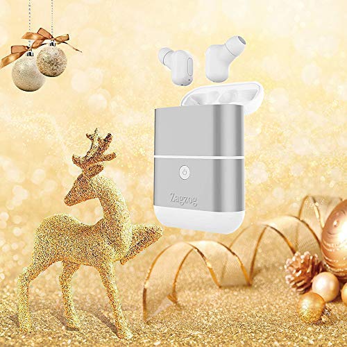 Zagzog Bluetooth Headphones Wireless V5.0 Noise-Cancelling Waterproof In-Ear Sport Earphones Portable Siri Support Built-In Mic Earbuds with 1600mah Charging Case and Powerbank for iOS Android