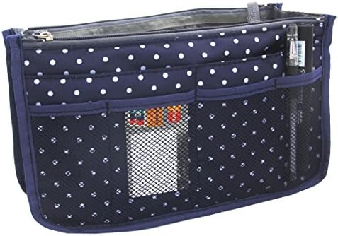 Itraveller Handbag Organizer, Liner, Sturdy Nylon, Insert 13 Compartments (Navy Point)