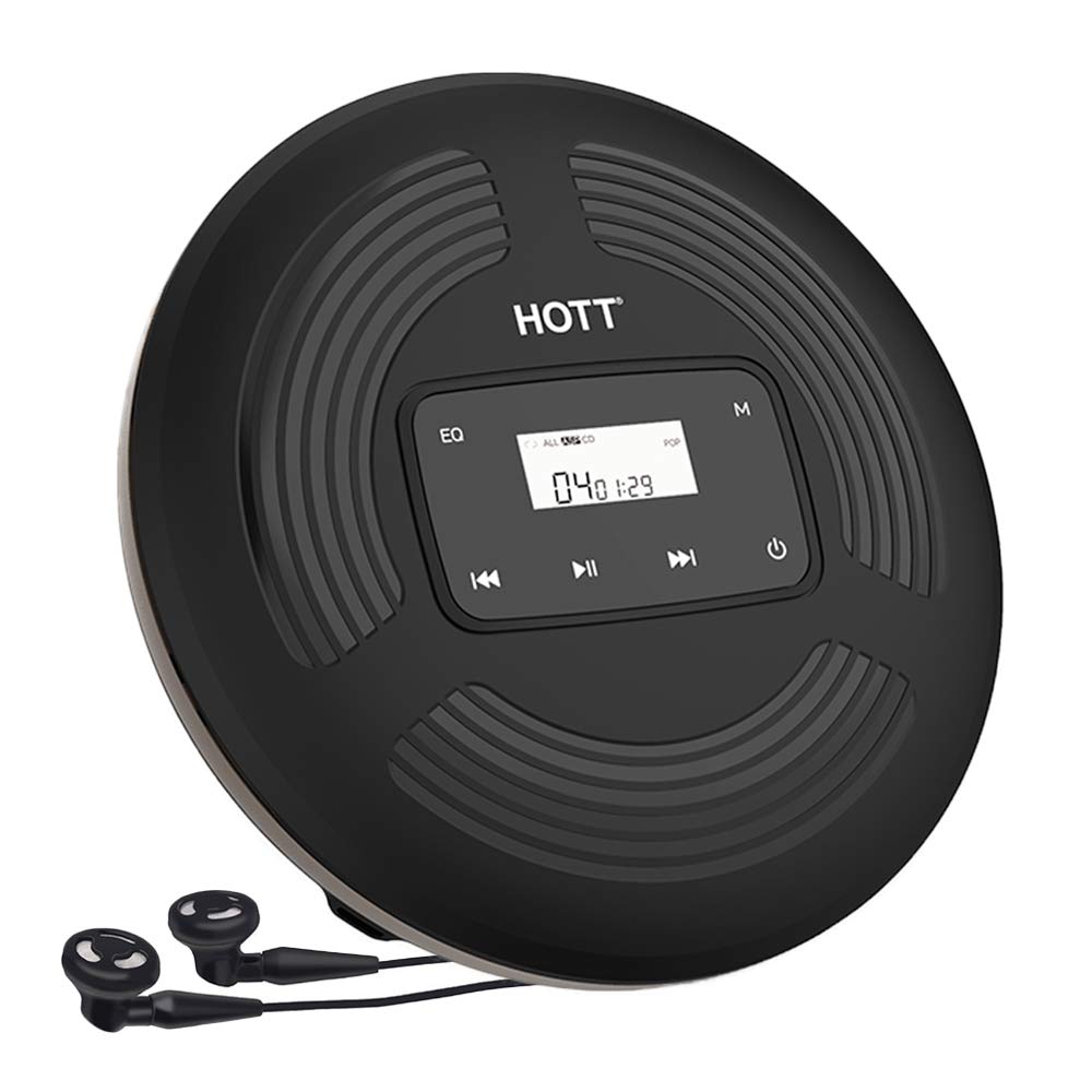 HOTTTouch Button Portable CD Player Built-in 1800mah Rechargeable Battery with Headphone Jack, Memory Feature, Personal MP3/CD Music Player for Kids Adults Students