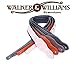 Walker & Williams H-01 Blue Woodstock Woven 60's Style Premium Woven Guitar Strap With Thick Leather Endcaps For Acoustic, Electric, And Bass Guitars