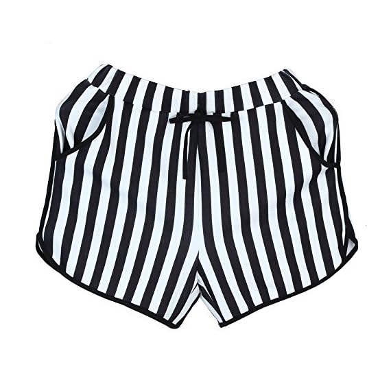 JJLIKER-Women-Stripes-High-Waist-Stretch-Drawstring-Shorts-Beach-Pants-Sports-Running-Fitness-Yoga-Trouser-Pajamas