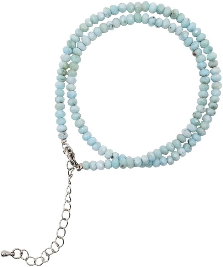Lii Ji Natural Stone Dominican Republic Larimar Tiny Stone Necklace 15.5"-18"