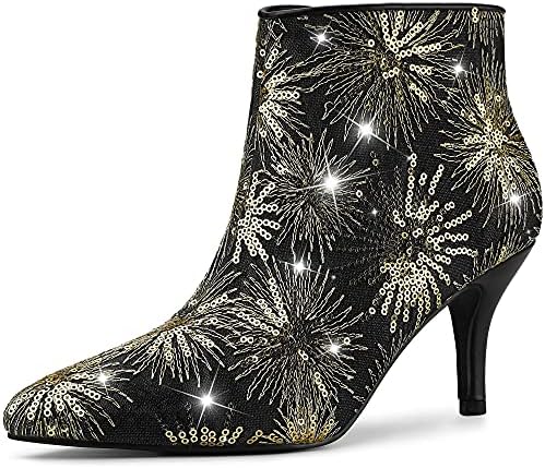 Allegra K Women's Glitter Sparkle Lace Stiletto Heels Party Sequin