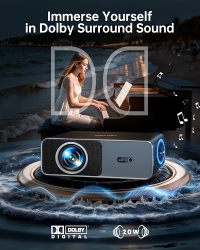 Smart Projector 4K [Compatible with Netflix|20W Dolby]Outdoor Projecteur with WiFi6 and Two-Way Bluetooth|AI Auto Focus & Keystone|HDR10,TOPTRO 1080P Portable Proyector for Movie/Home Theater/Bedroom
