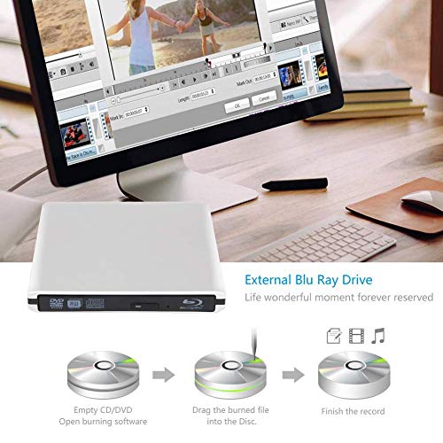 External 4K 3D Blu Ray DVD Drive, Portable USB 3.0 Blu Ray CD DVD Player Reader Disk for Mac OS, Windows 7/8/10,Linxus, Laptop