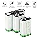 BAKTH 9V Advanced Li-ion Battery 9 Volt 650mAh High Capacity Low Self-Discharge Lithium-ion Rechargeable Batteries (8 Pack)